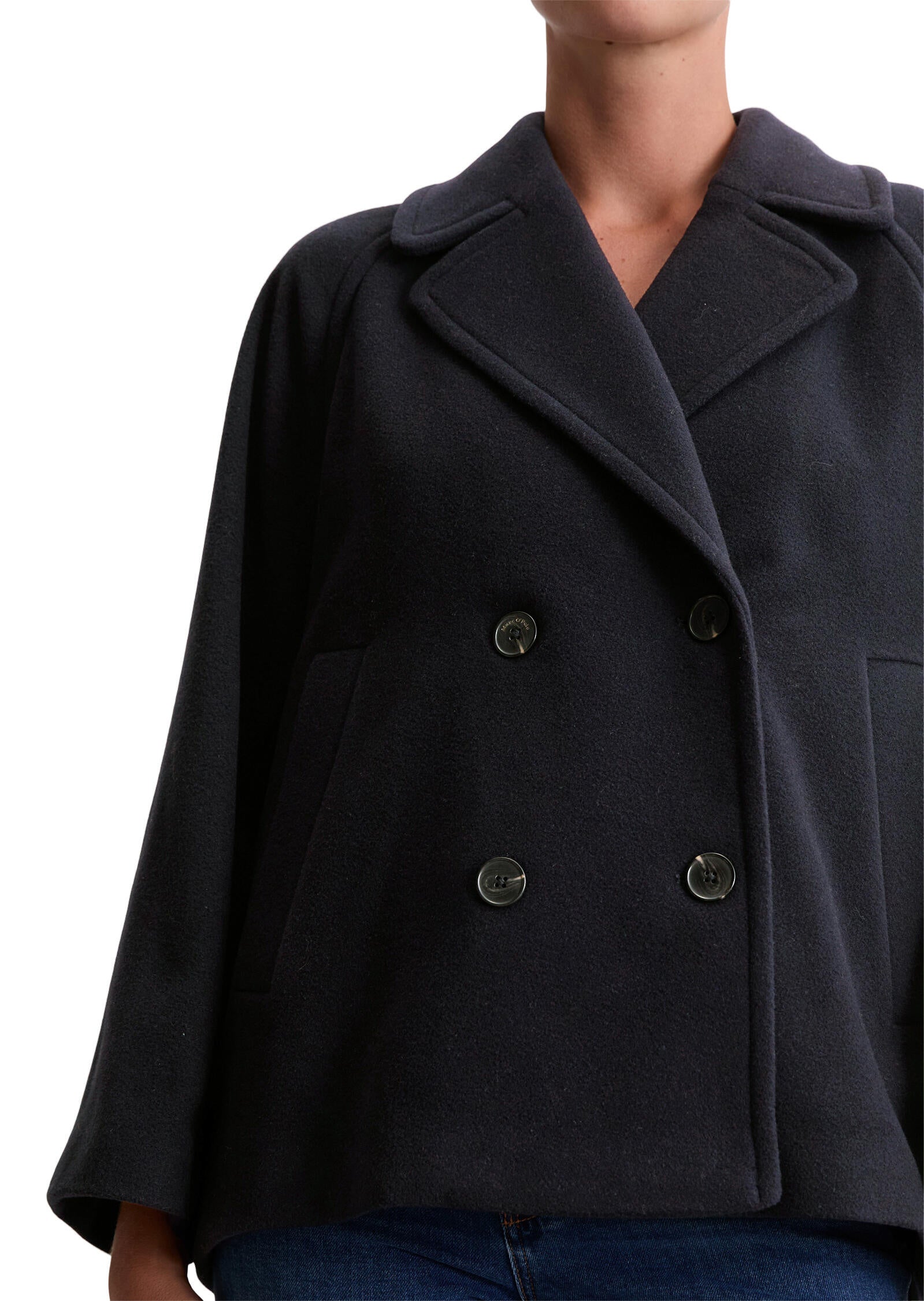 Caban-Jacke aus Wolle - 888-deep night blue - Blau