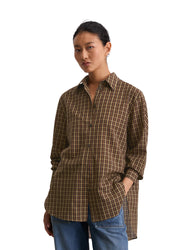 Bluse kariert Oversized Fit - W64-multi/warm brown - Braun