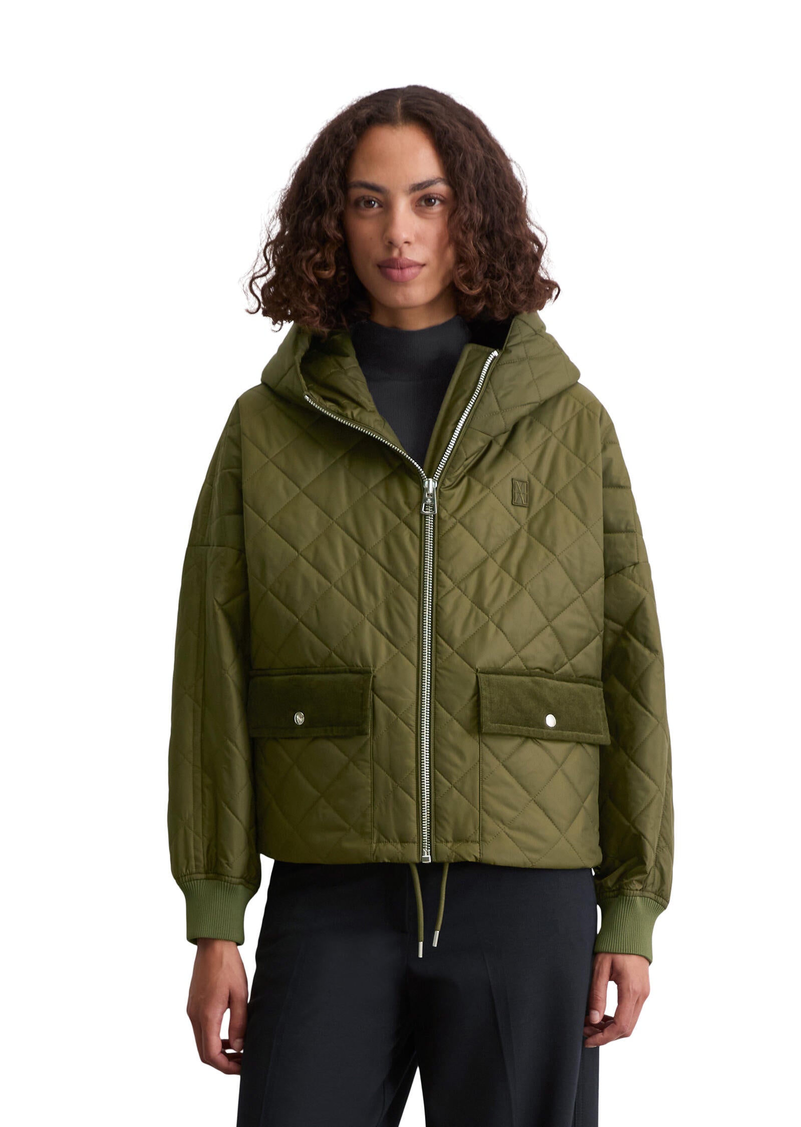 Steppjacke mit Kapuze - 490-mossy olive - Grün