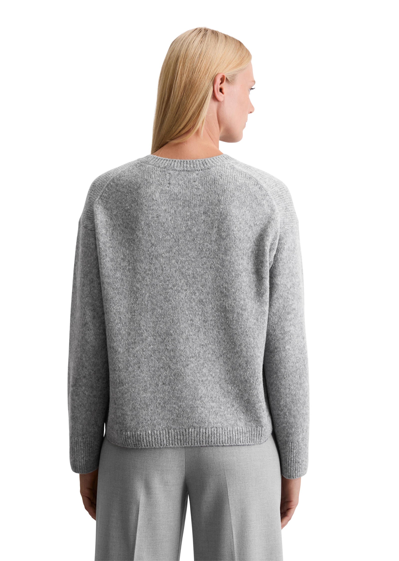Strickpullover aus Schurwolle - 909-grey granite melange - Grau