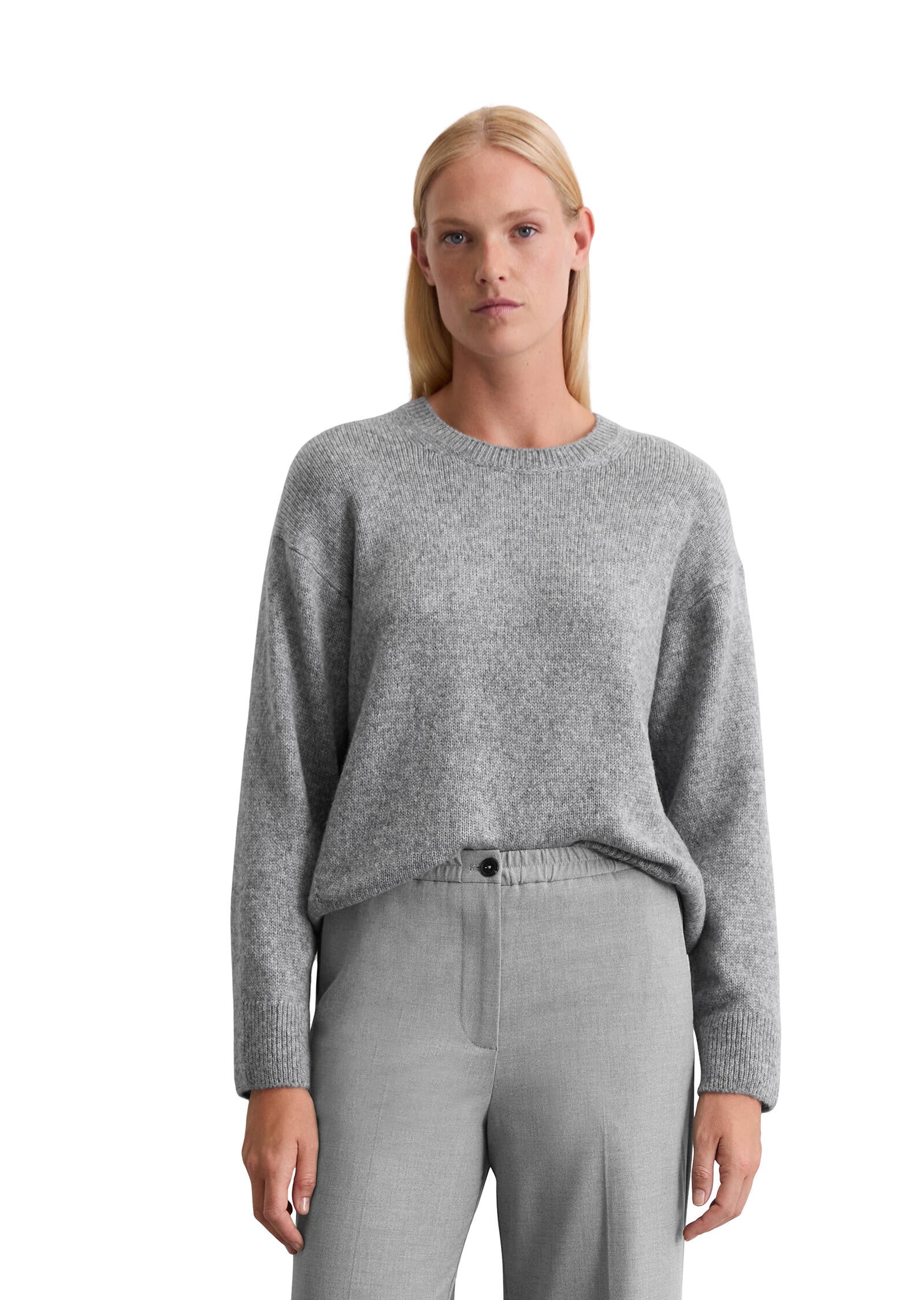 Strickpullover aus Schurwolle - 909-grey granite melange - Grau