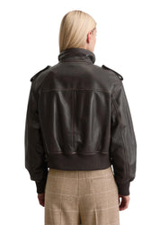 Lederjacke mit Stehkragen - 796-dark coffee - Braun