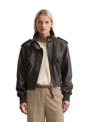 Lederjacke mit Stehkragen - 796-dark coffee - Braun