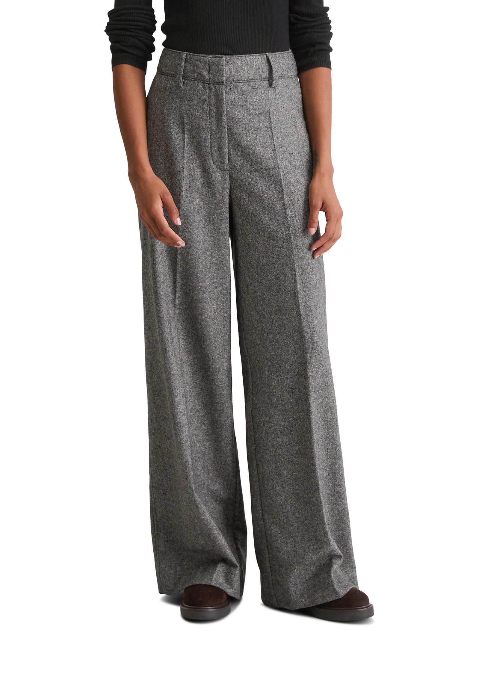 Tweedhose Wide Fit aus Schurwolle-Mix - W36-multi - Grau