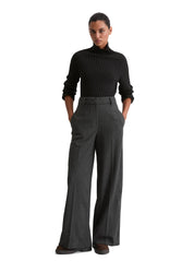 Tailored Pants in Wide Fit aus Schurwolle-Mix - 975-night grey melange - Grau