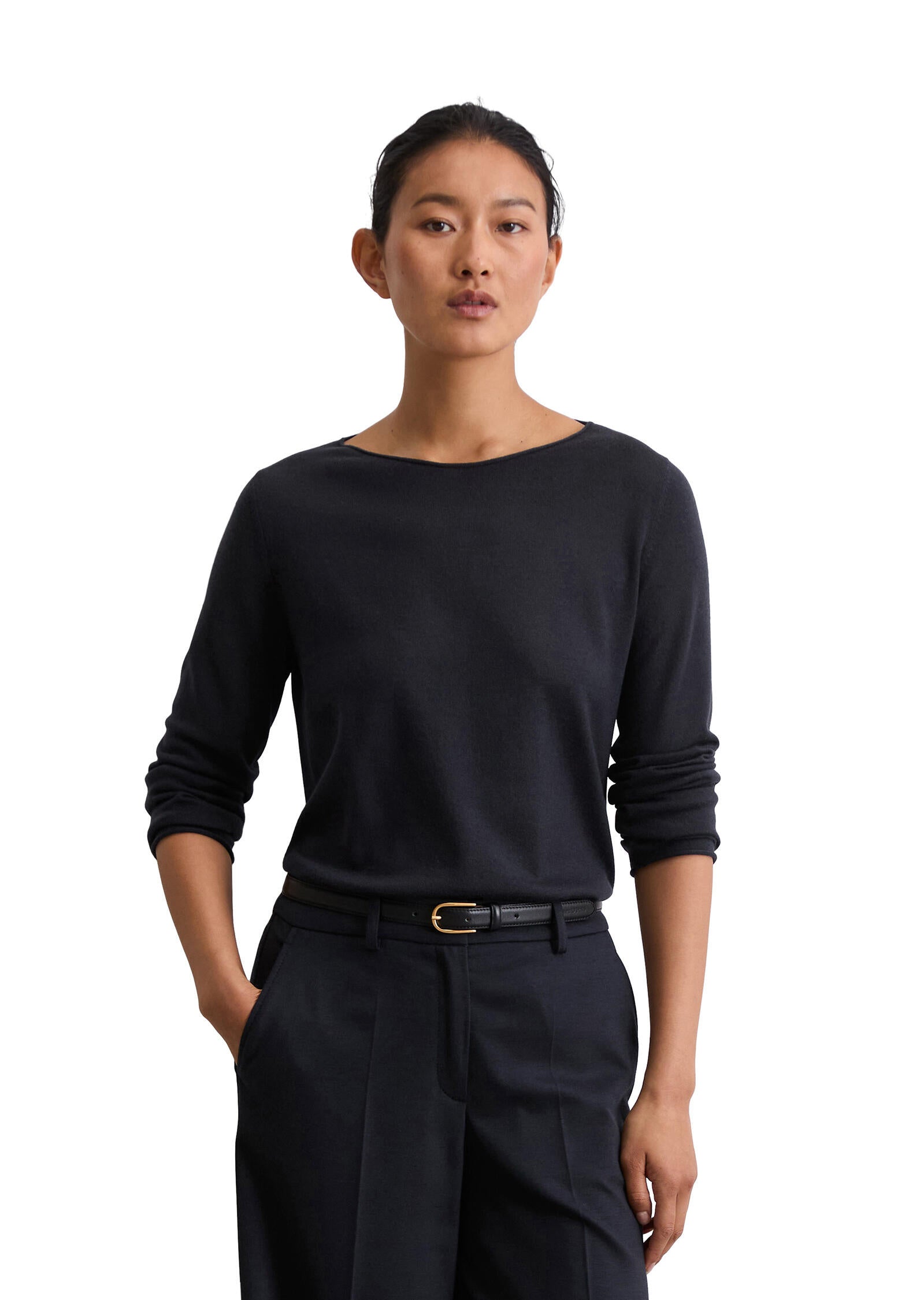Strickpullover aus Schurwolle - 888-deep night blue - Blau