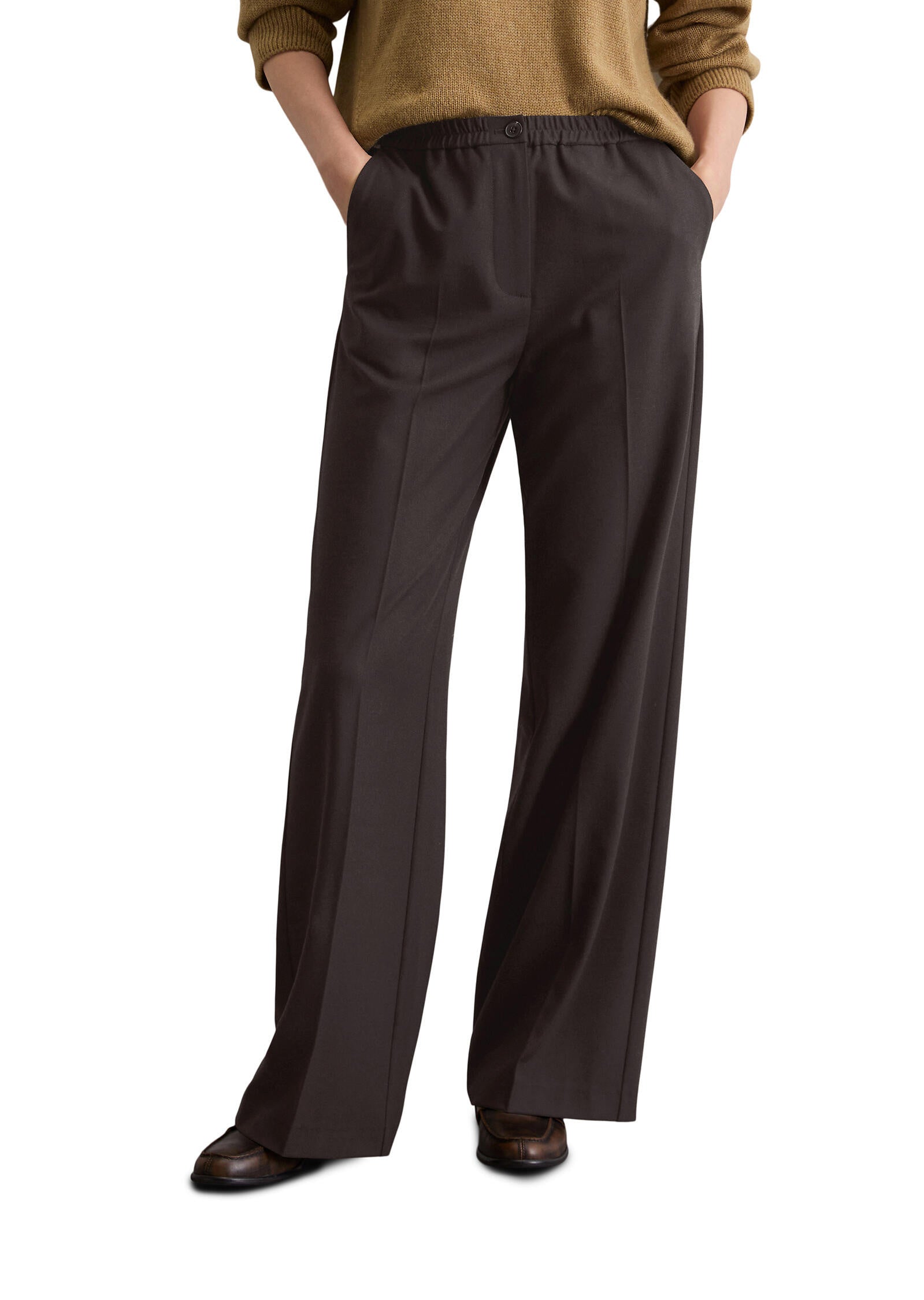 Hose in Relaxed Fit aus softem Flanel - 796-dark coffee