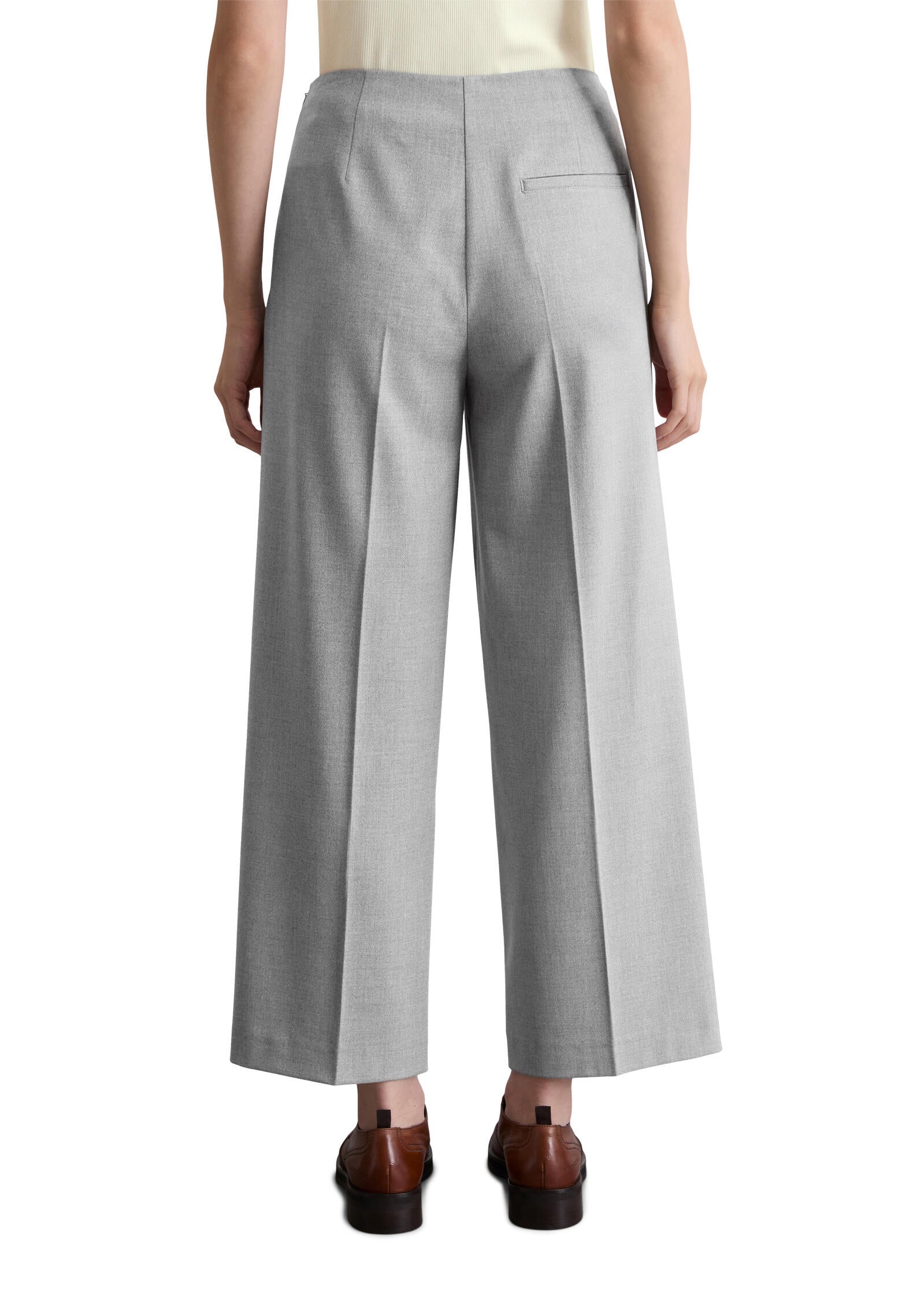 Stoffhose Cropped aus Flanell-Twill - 909-grey granite melange