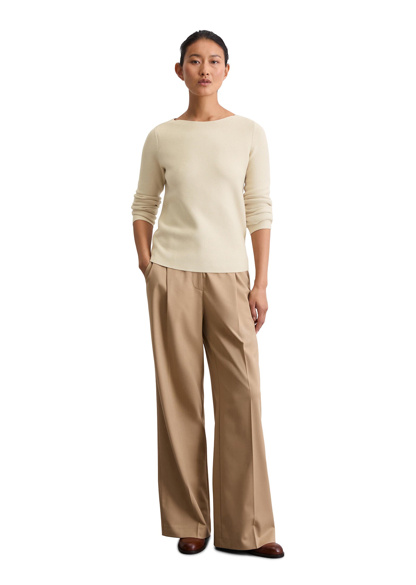 Strickpullover Slim Fit aus Bio-Baumwolle - 174-natural stone - Creme