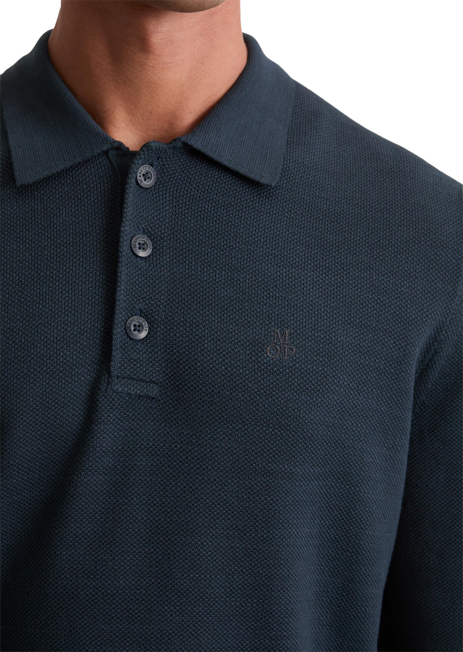 Langarm-Poloshirt Regular Fit - 898-dark navy - Blau