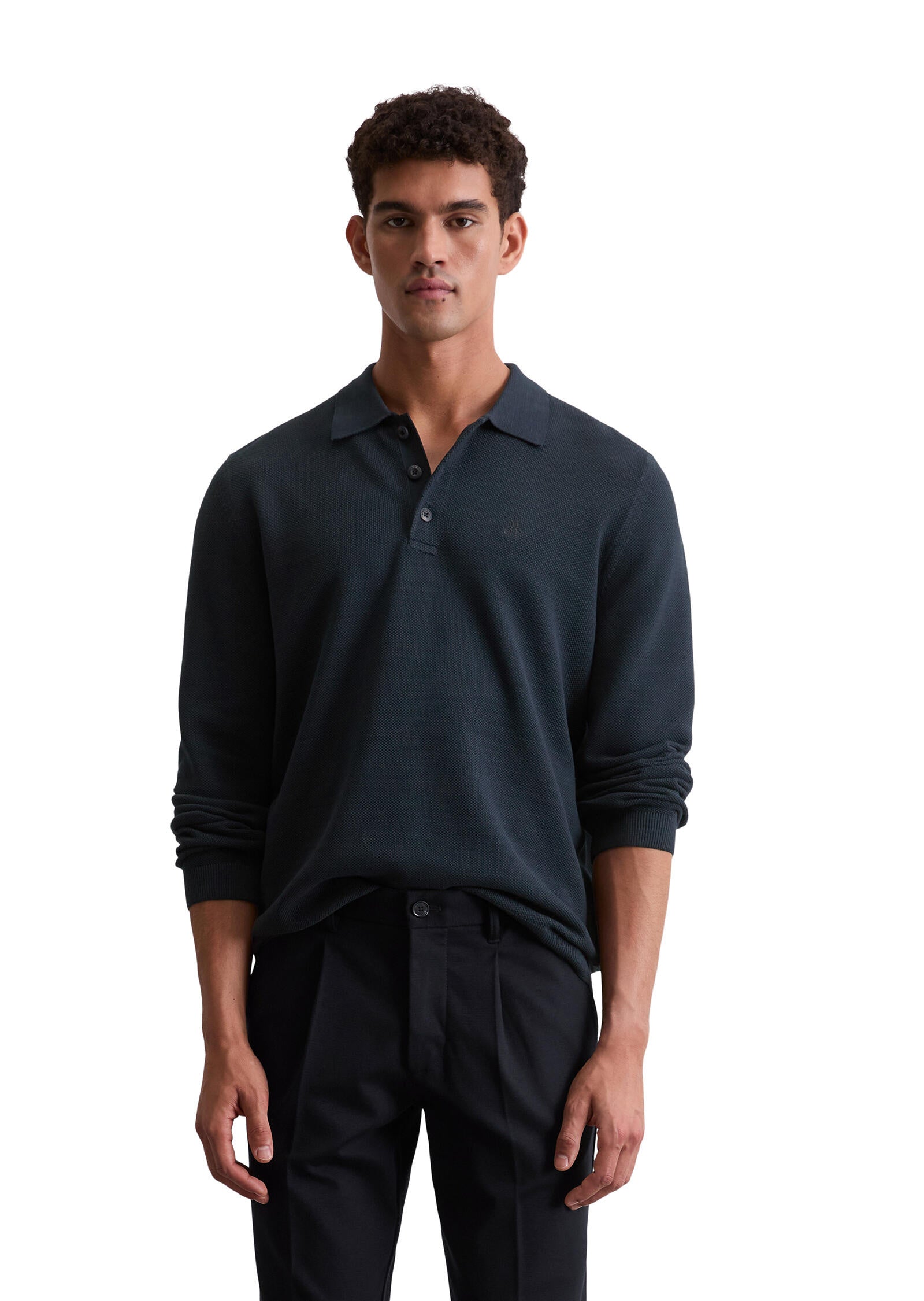 Langarm-Poloshirt Regular Fit - 898-dark navy - Blau