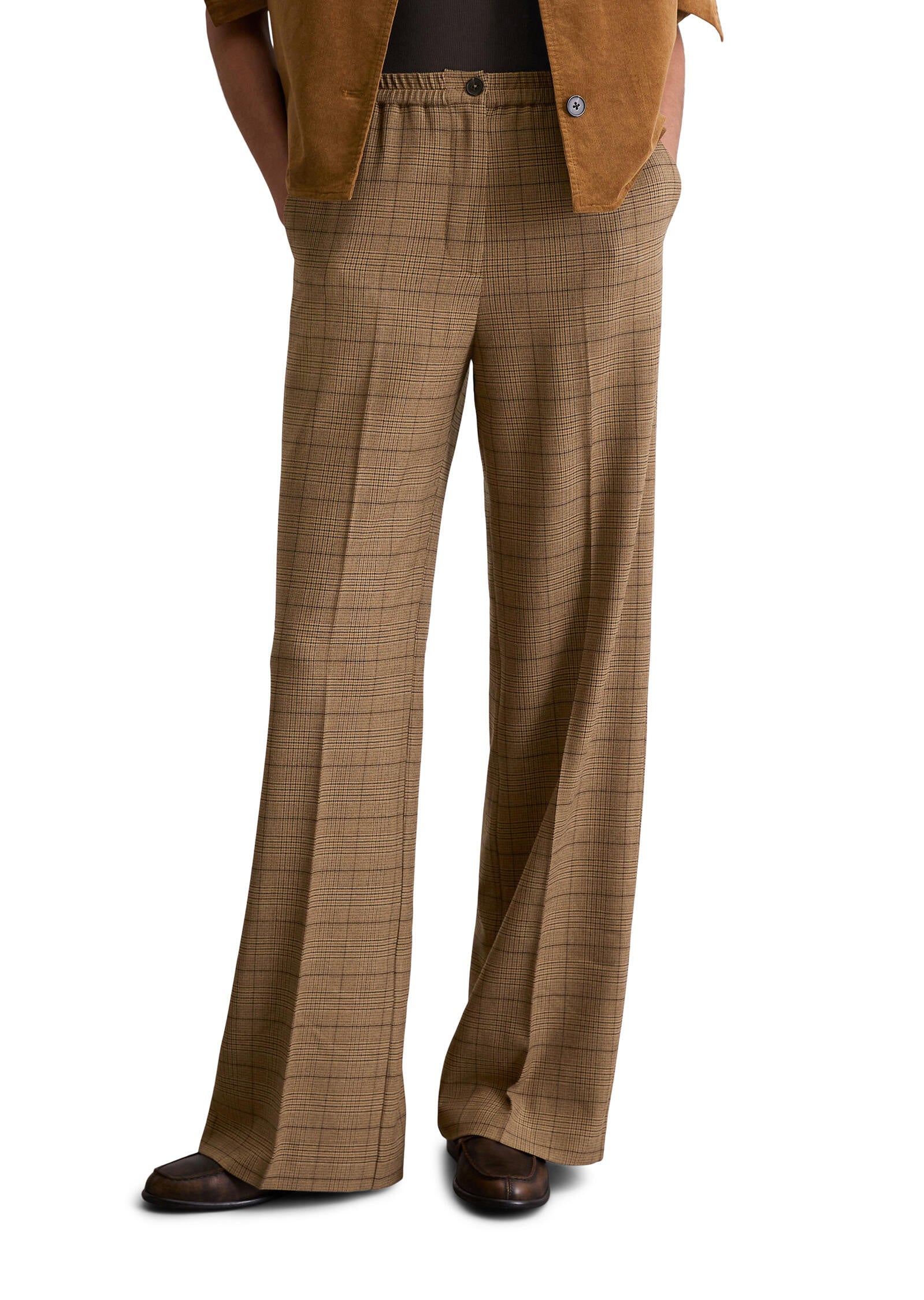 Karierte Stoffhose in Relaxed Fit mit Glencheck-Muster - L77-multi/pure sand - Mehrfarbig