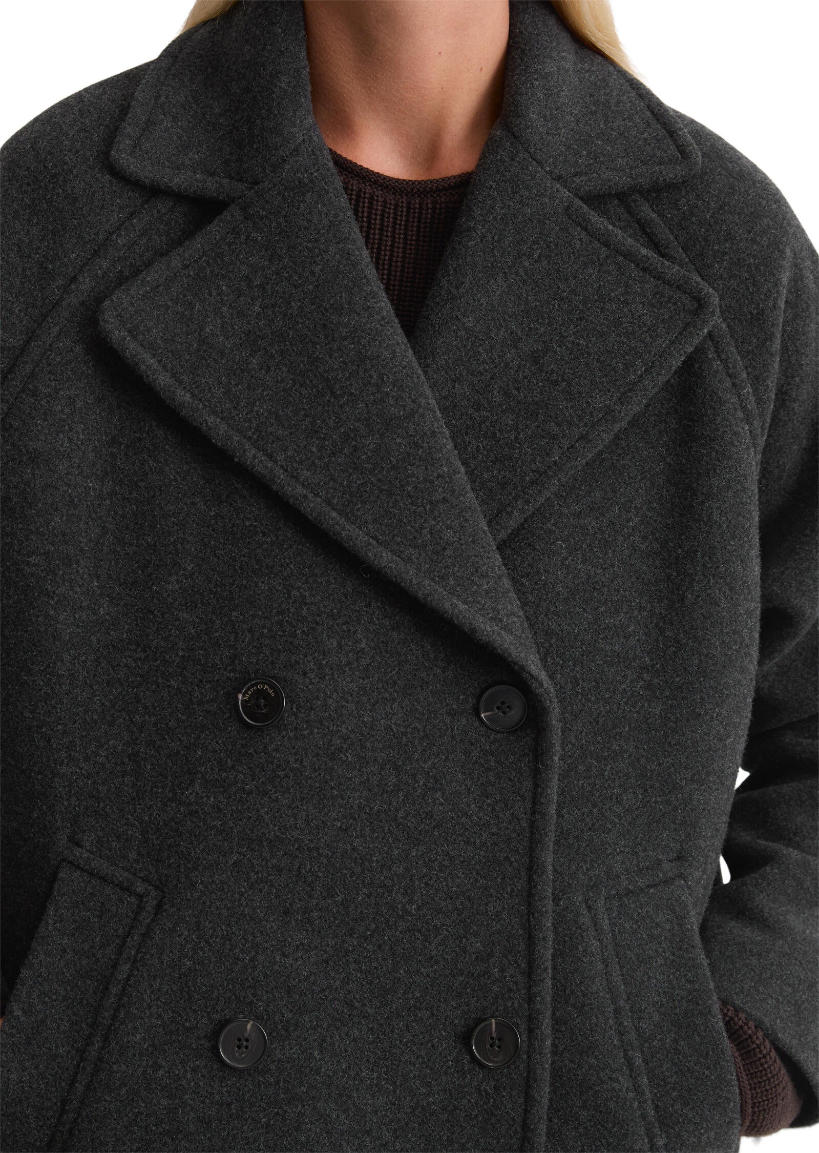 Cape-Mantel Relaxed Fit - 975-night grey melange - Grau
