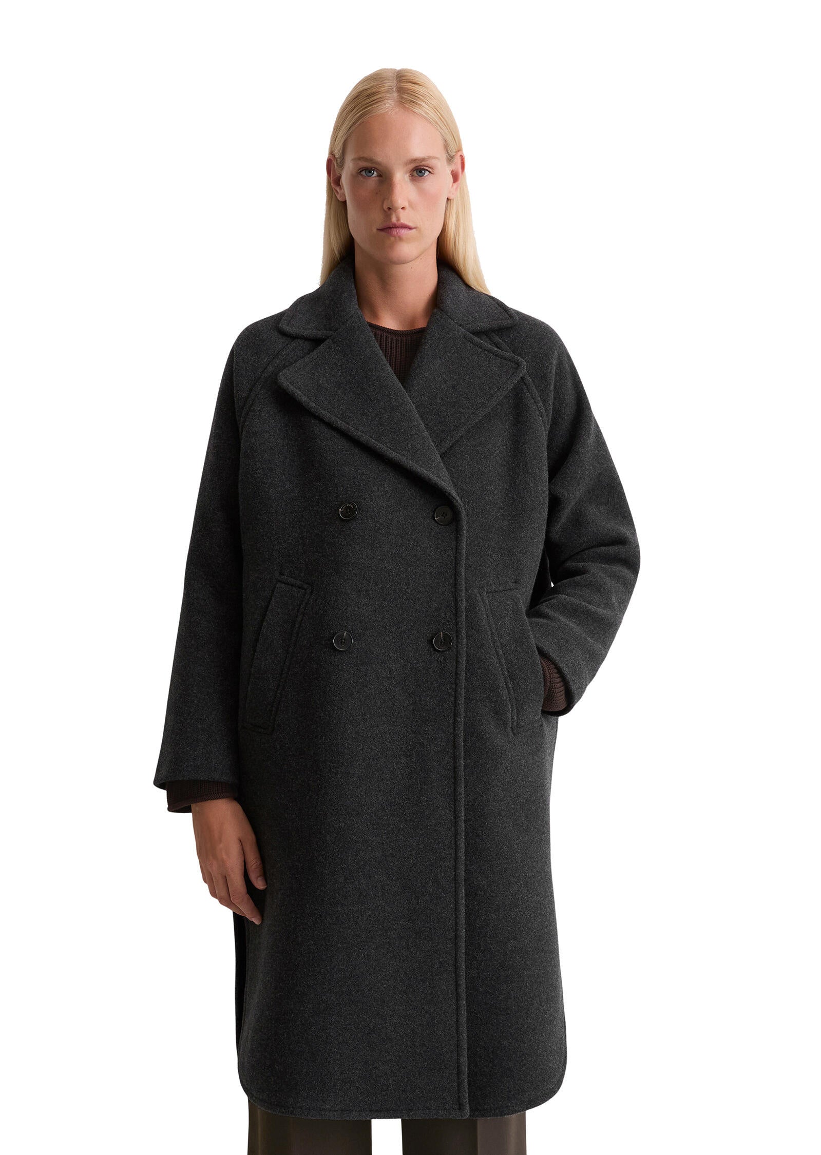 Cape-Mantel Relaxed Fit - 975-night grey melange - Grau