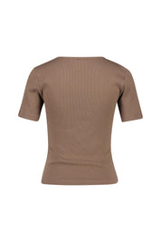 T-Shirt gerippt aus Baumwolle - 78-Macchiato - Braun