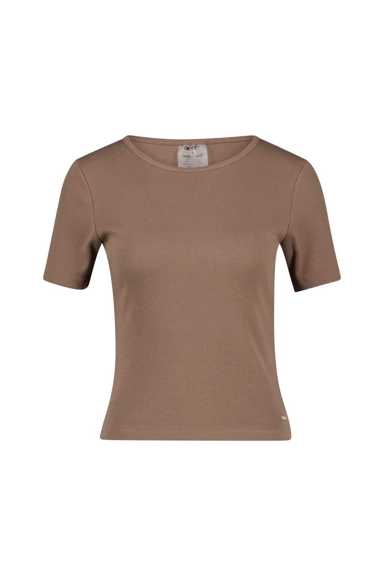 T-Shirt gerippt aus Baumwolle - 78-Macchiato - Braun