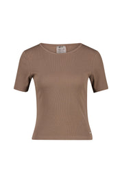 T-Shirt gerippt aus Baumwolle - 78-Macchiato - Braun