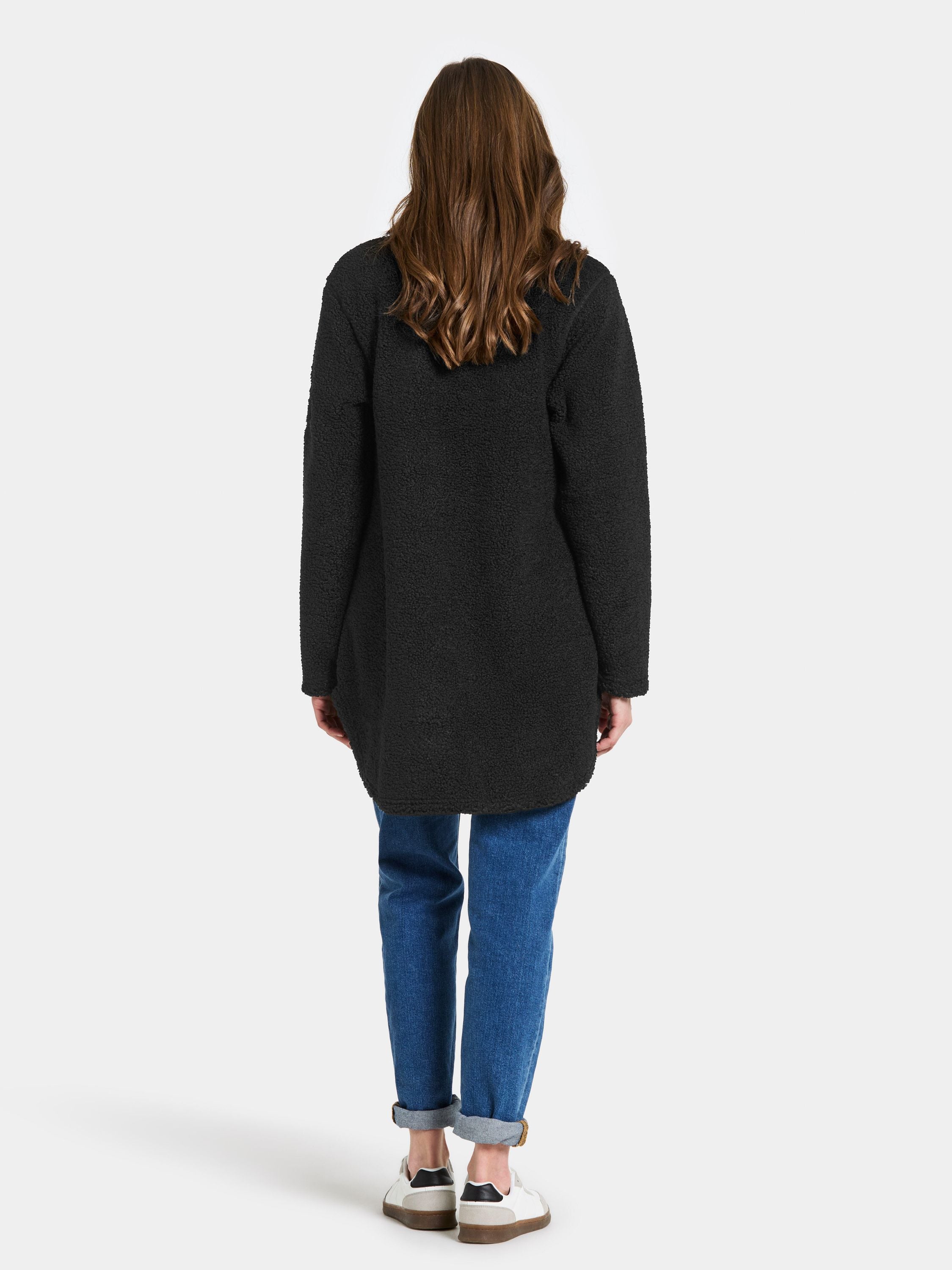 Teddymantel mit Stehkragen - 060-Black - Schwarz