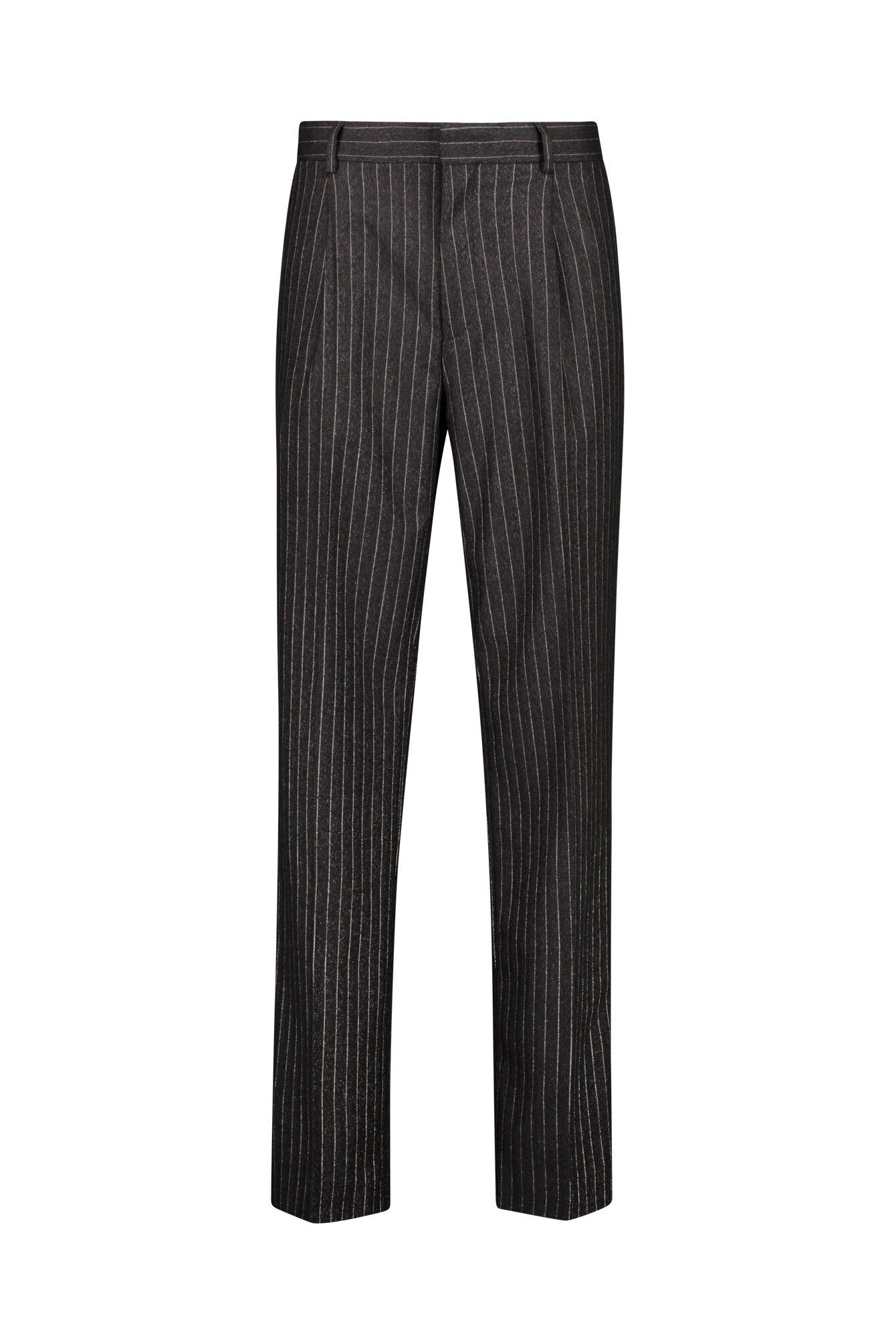 Gestreifte Hose mit geradem Bein - 53-Charcoal - Grau