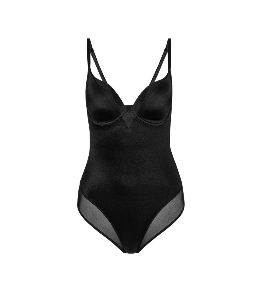 Body mit Tülldetails - 0004 BLACK - Schwarz