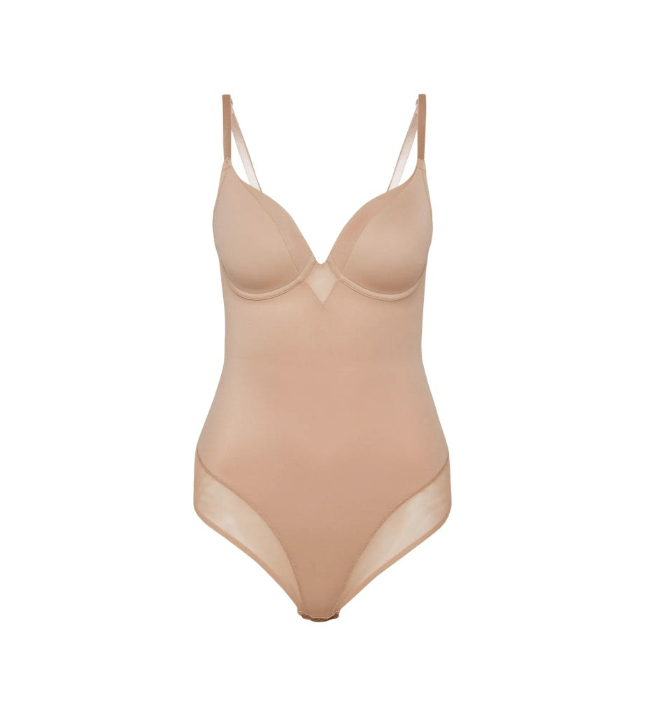 Body mit Tülldetails - 6106 SMOOTH SKIN - Beige