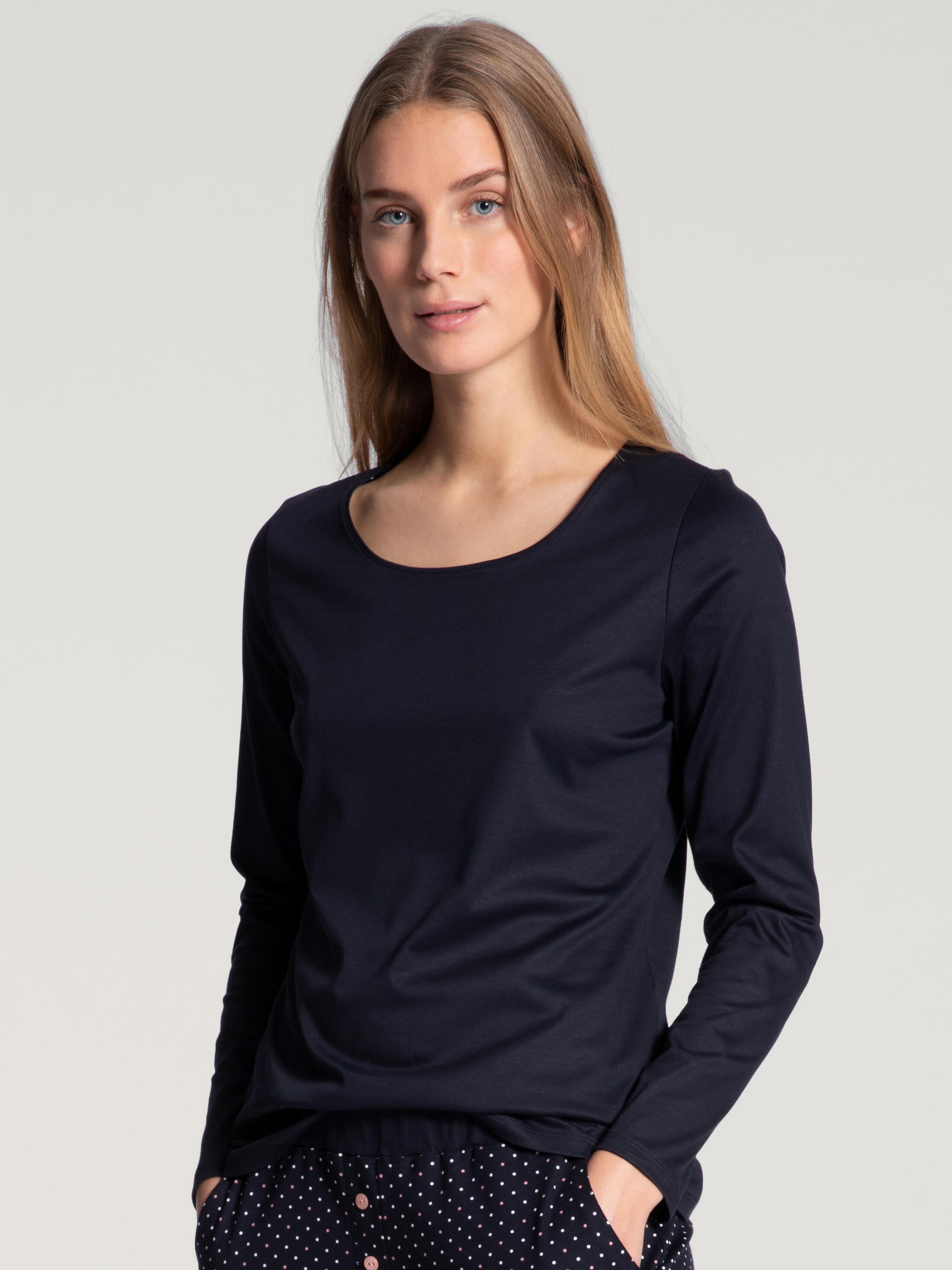 Langärmliges Schlafshirt - 339 dark lapis blue - Blau