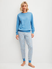 Schlafanzug aus Baumwolle - 302-riviera blue - Blau