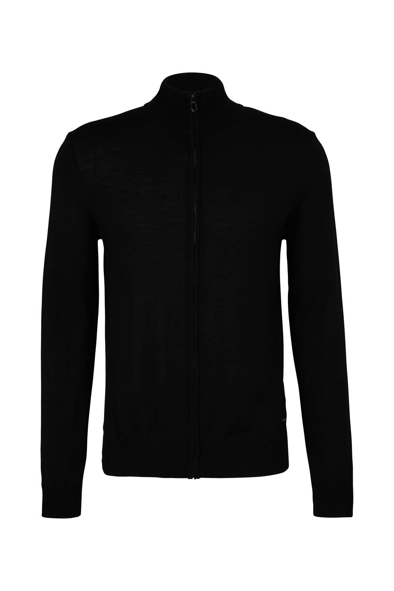 Strickpullover aus Schurwolle - 001 - Schwarz