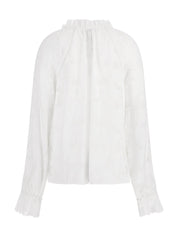 Transparente Bluse mit floralem Muster - G011 Pure White - Weiß