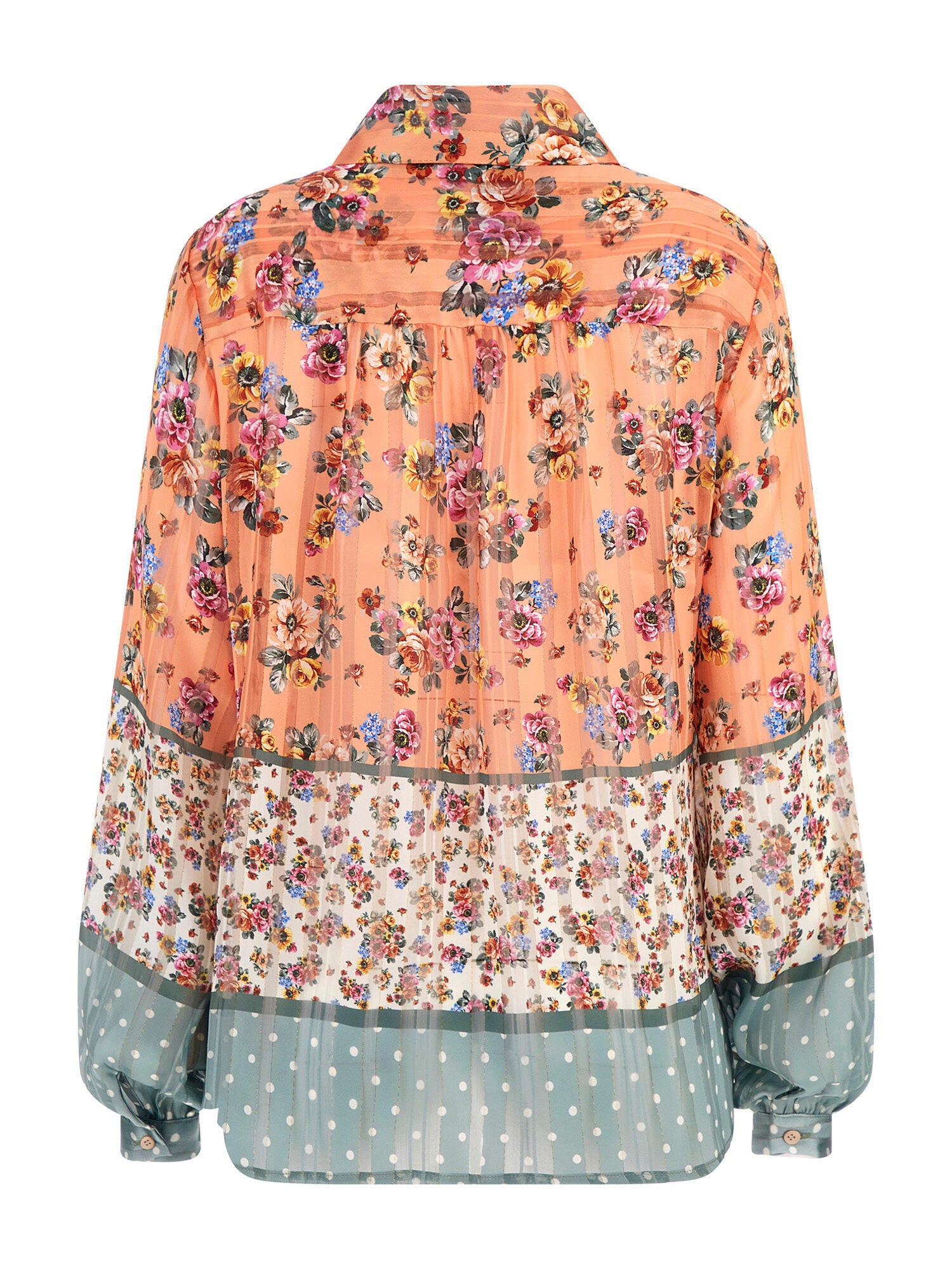 Halbtransparente Bluse - P1IG LITTLE FLORA GARDEN - Orange