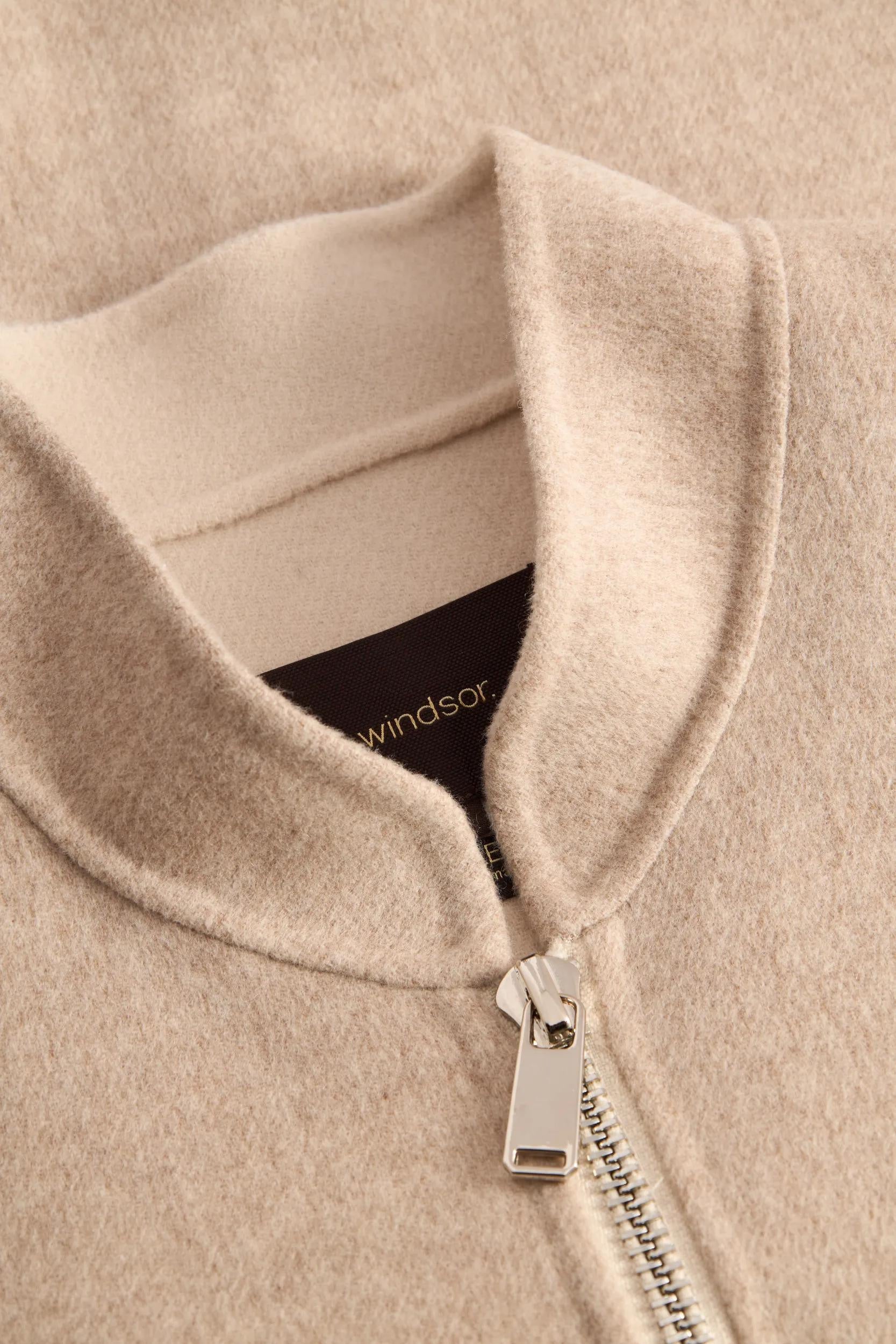 Wolljacke mit Stehkragen - Open Brown 248 - Beige