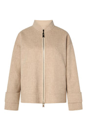 Wolljacke mit Stehkragen - Open Brown 248 - Beige