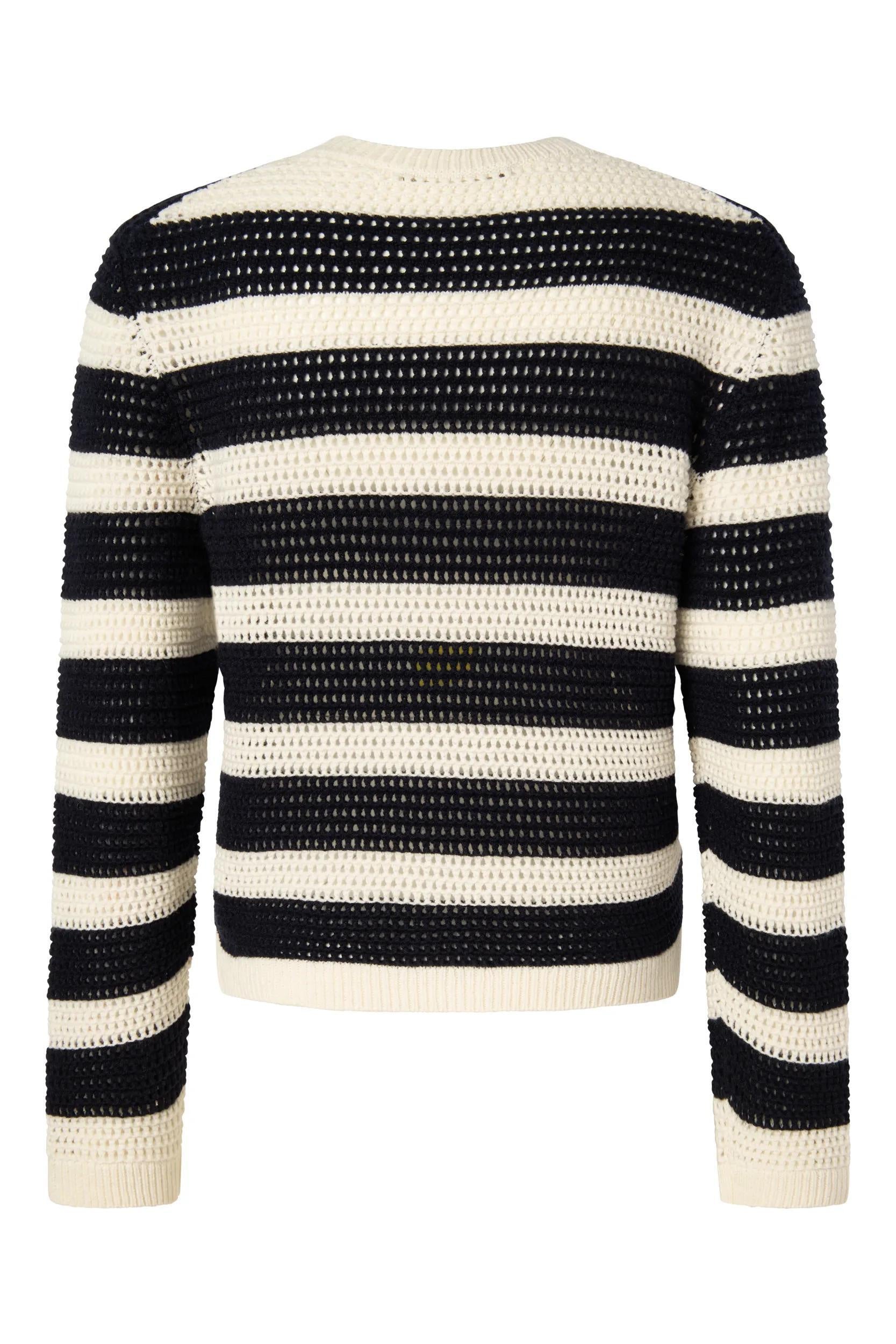 Strickpullover aus Schurwollmix - Open White 117 - Blau