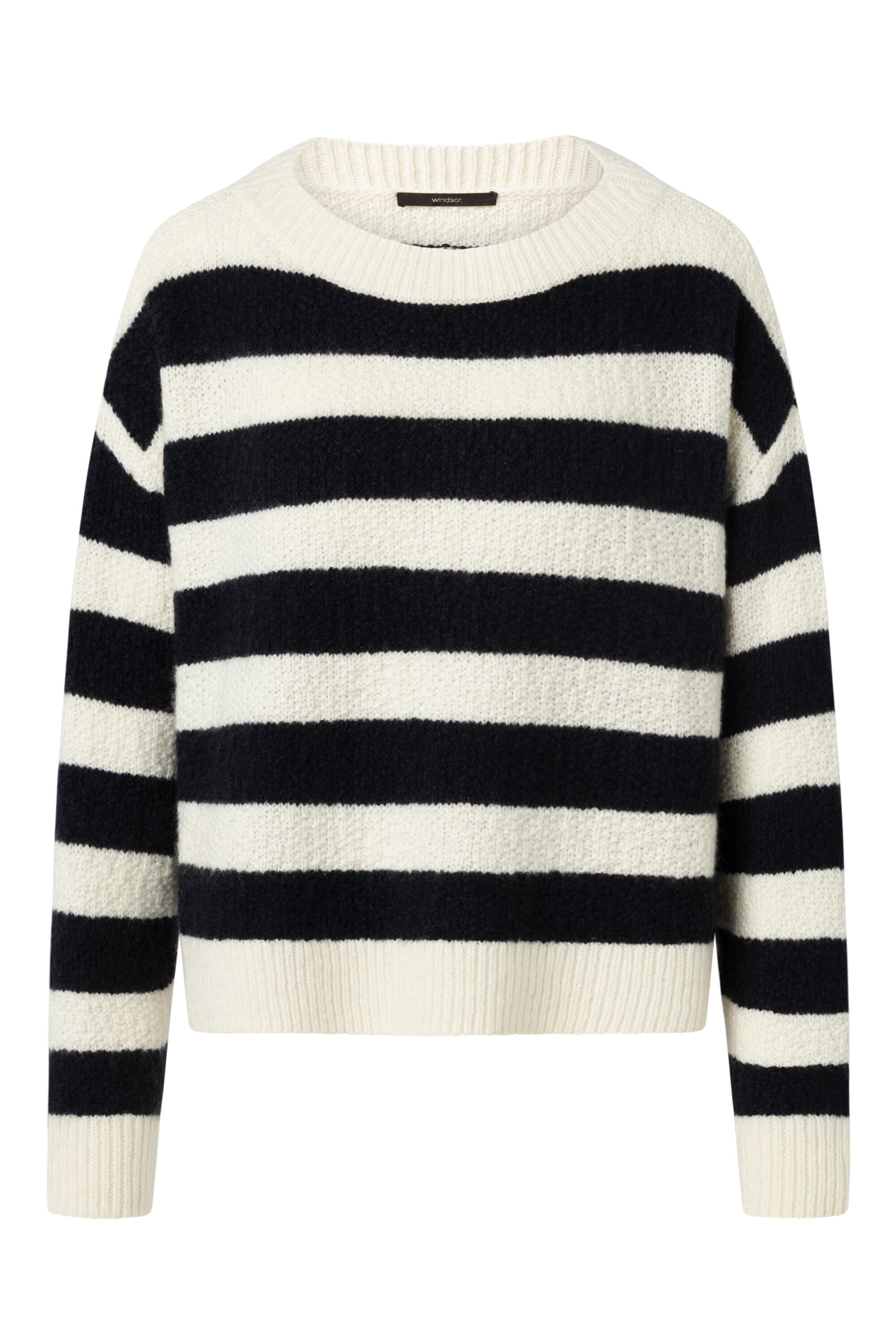 Strickpullover aus Schurwolle - Navy 416 - Blau | Weiß