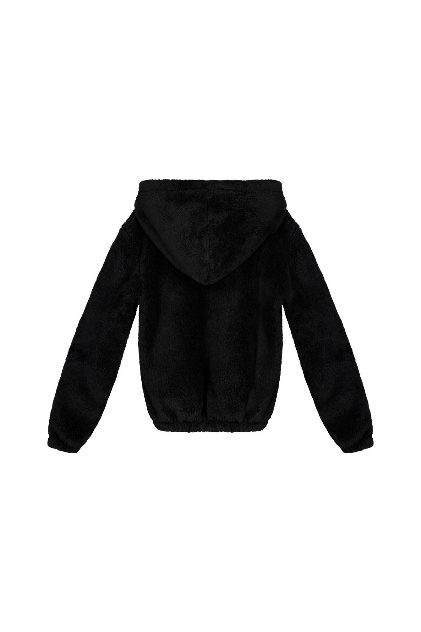 Fleecejacke mit Kapuze - 2194 - Schwarz