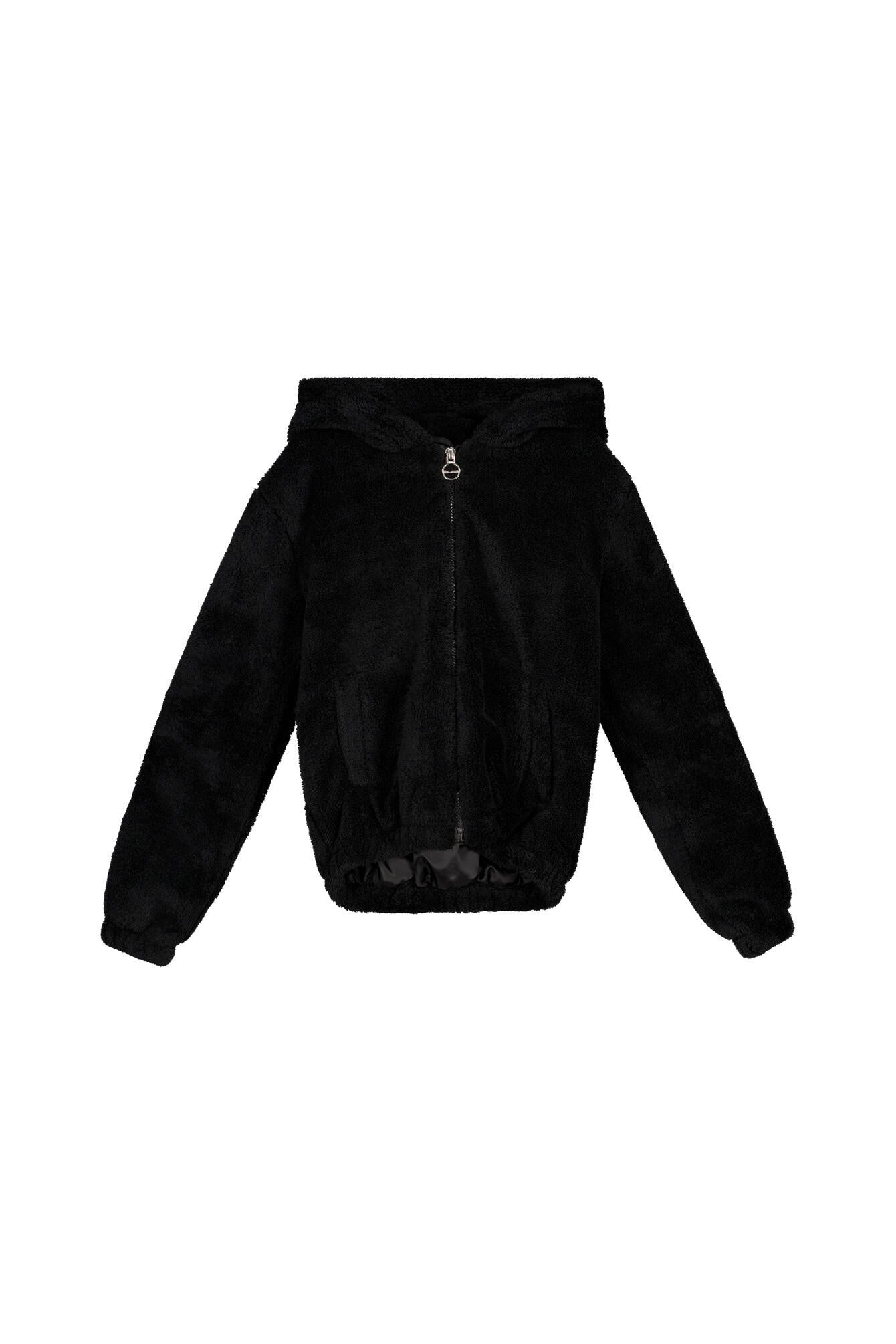 Fleecejacke mit Kapuze - 2194 - Schwarz