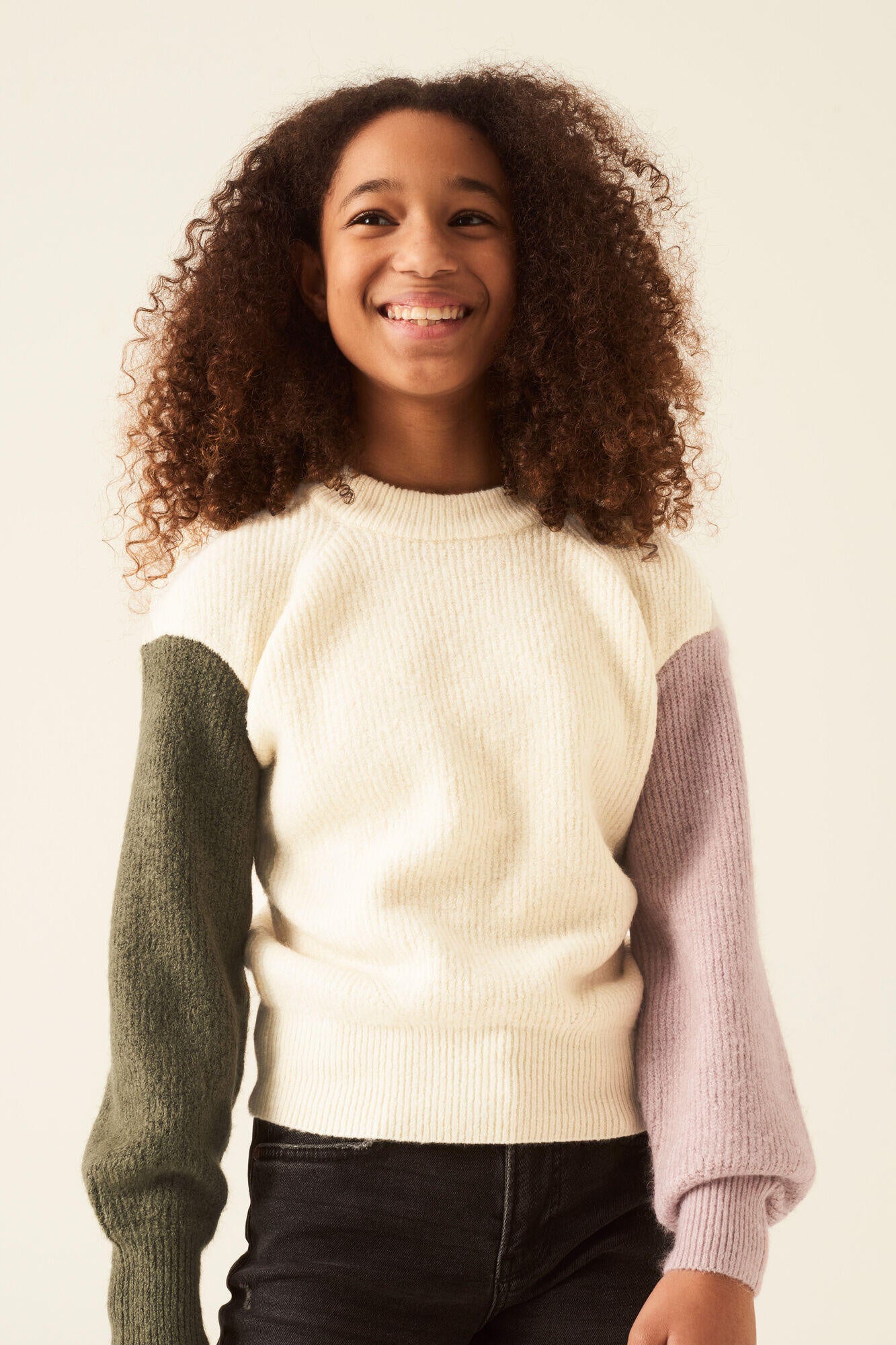 Strickpullover - 2082 - Creme | Khaki | Rosa