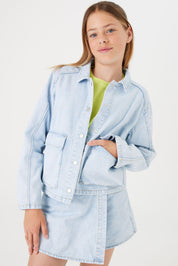 Jeansjacke mit aufliegendem Kragen - 4312 - Blau