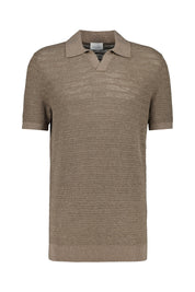 Strick-Poloshirt aus Baumwollmix - H3 - Braun