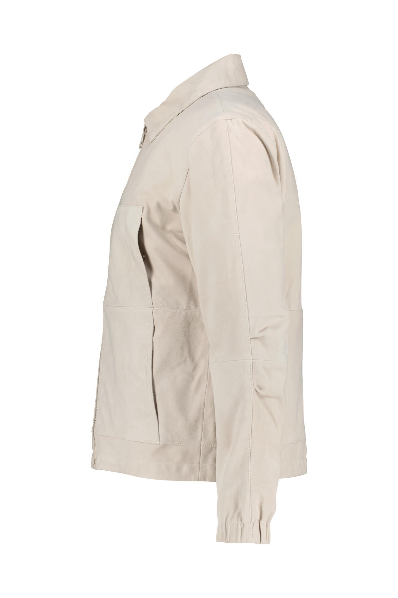 Lederjacke mit aufliegendem Kragen - F1 - Beige