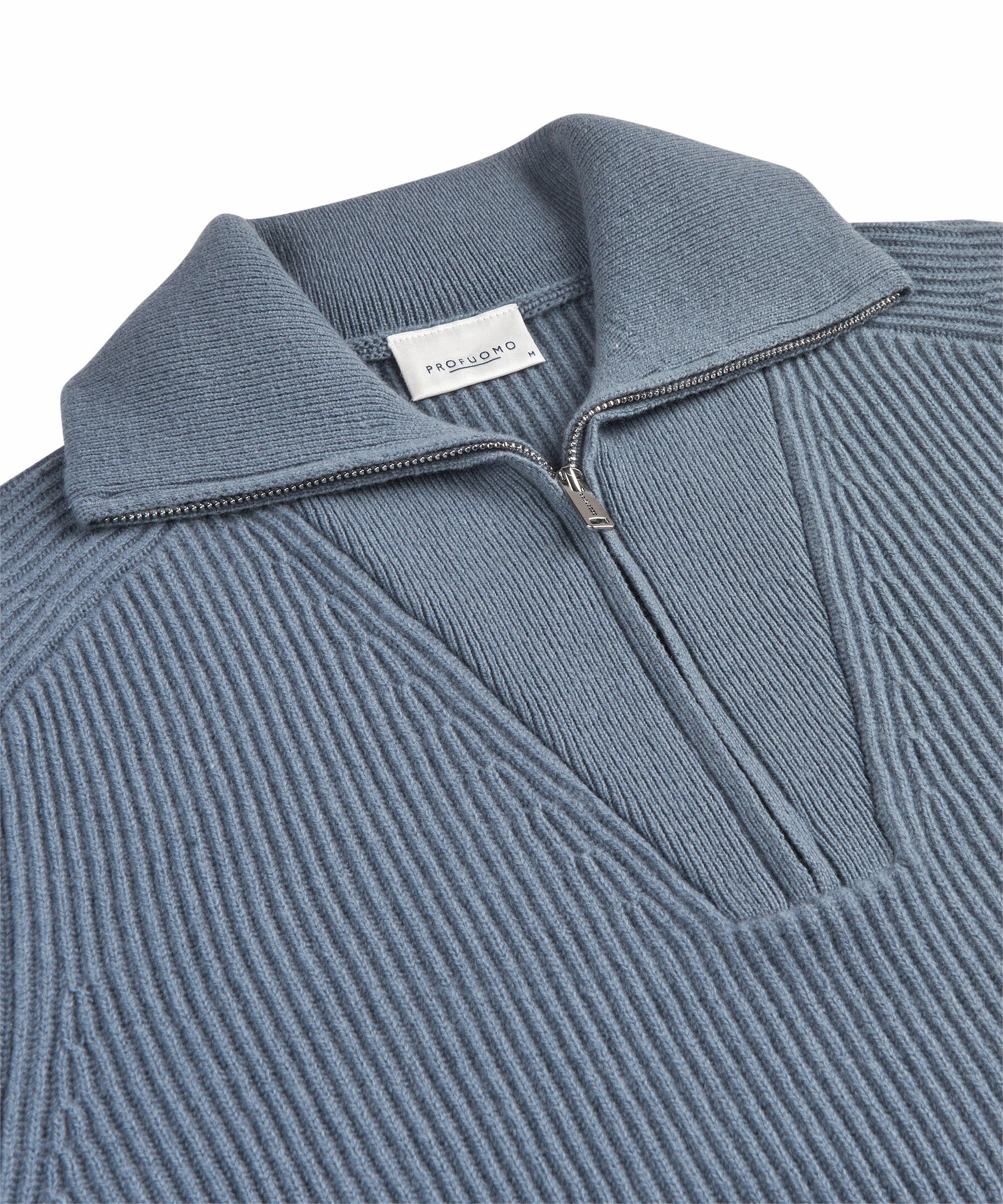 Strickpullover mit Troyerkragen - M - Blau