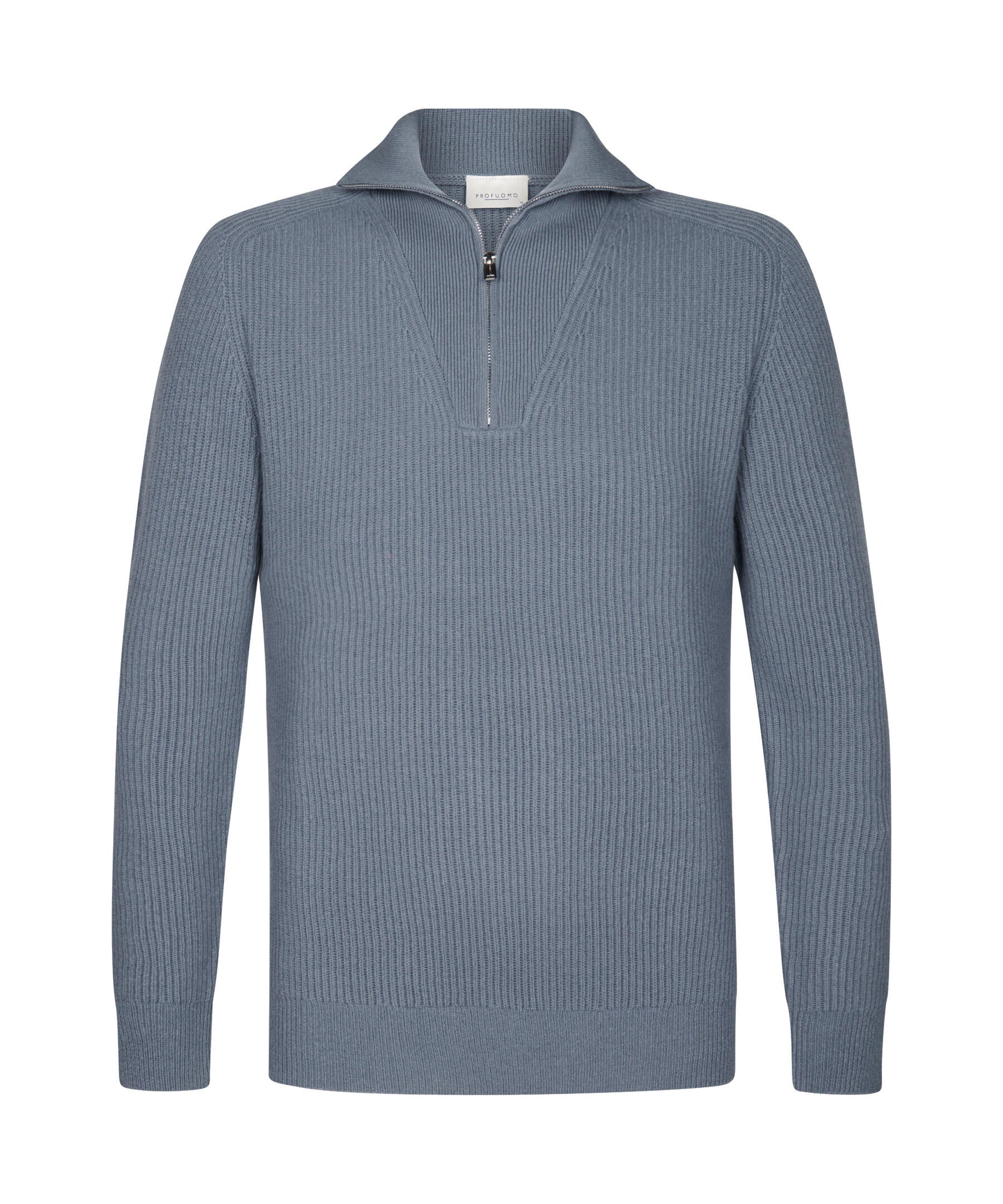 Strickpullover mit Troyerkragen - M - Blau