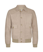 Bomberjacke aus Leder - F - Beige