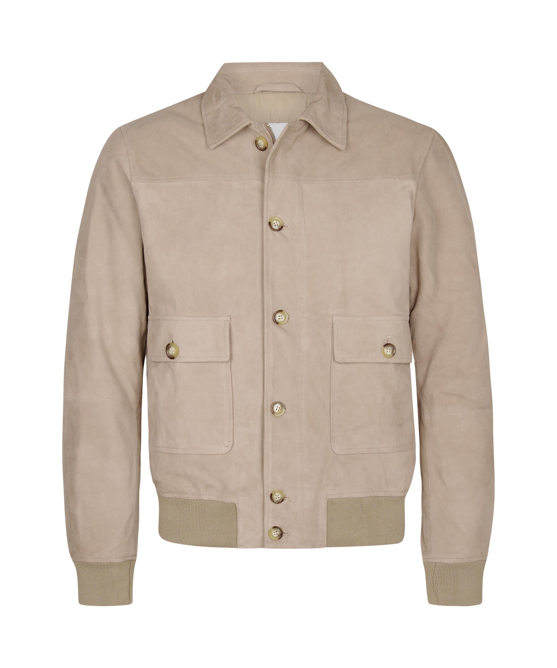 Bomberjacke aus Leder - F - Beige