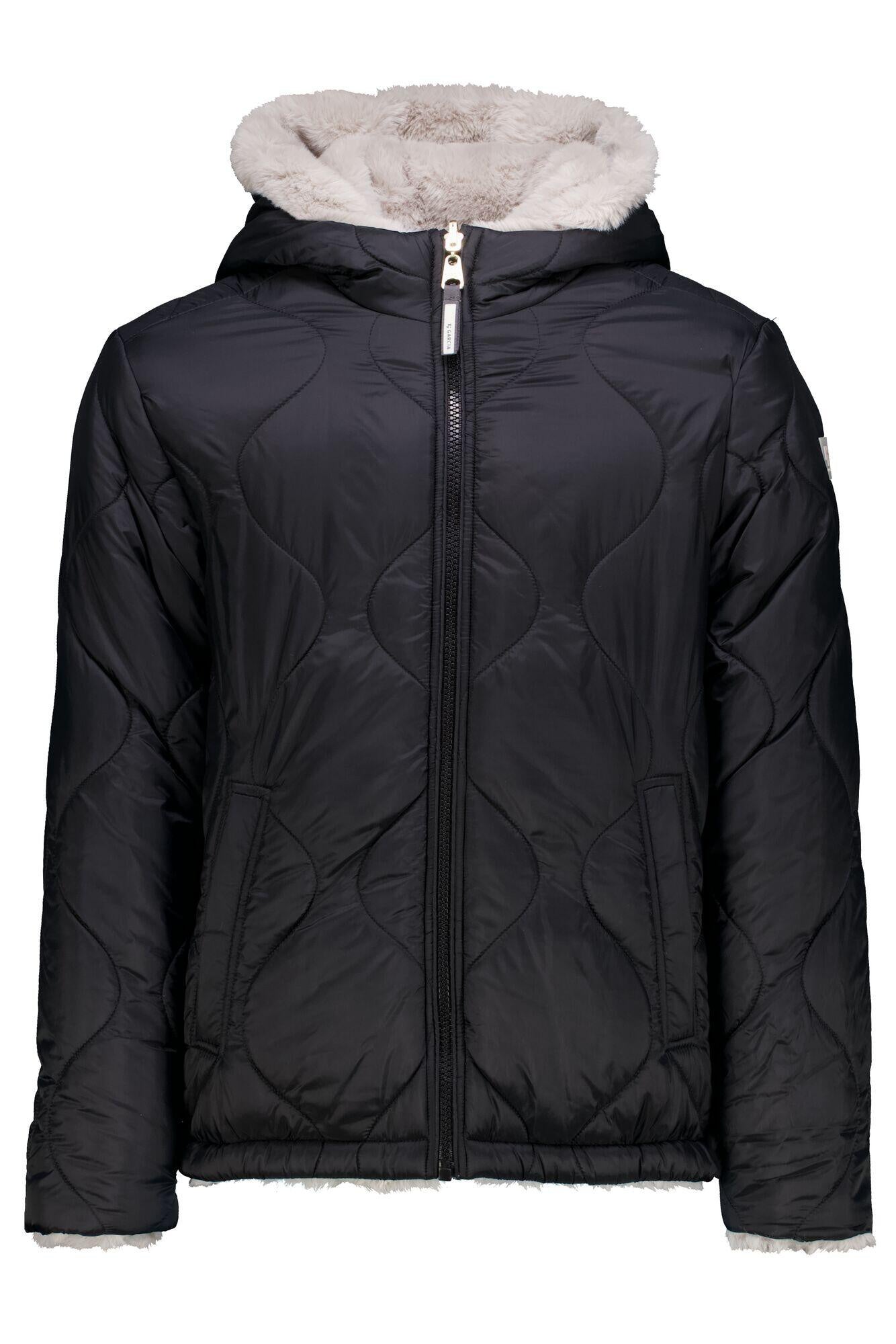 Steppjacke mit Kapuze - 2155-silver grey - Schwarz