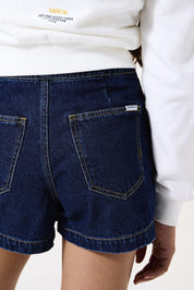 Jeansskort Mini aus Baumwolle - 8888-rinsed - Blau