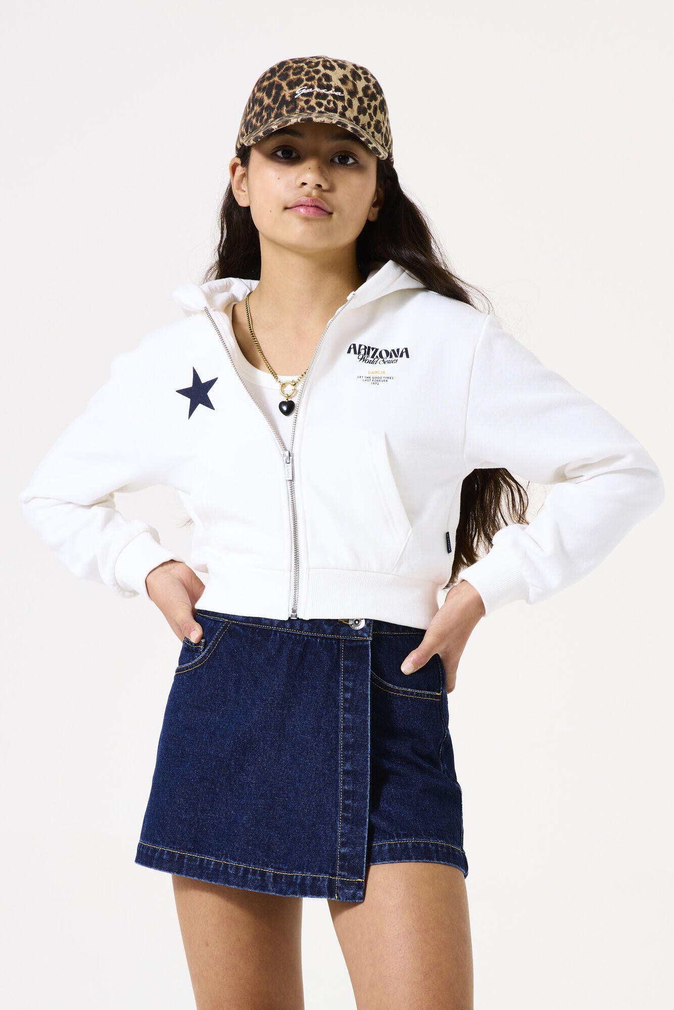 Jeansskort Mini aus Baumwolle - 8888-rinsed - Blau