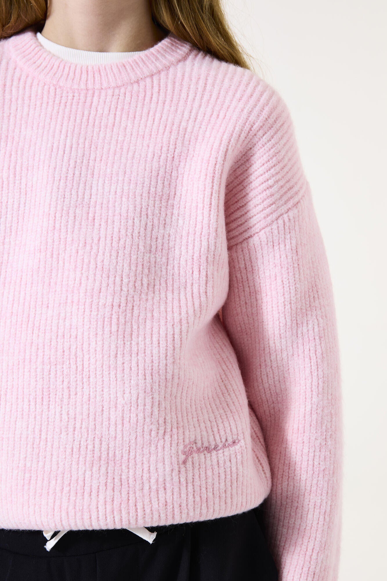Strickpullover mit Rundhalsausschnitt - 6903-pink lily - Pink