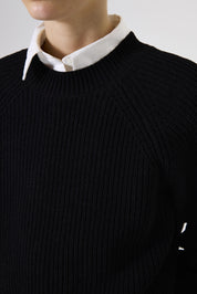 Strickpullover mit Rundhalsausschnitt - 1755-off black - Schwarz