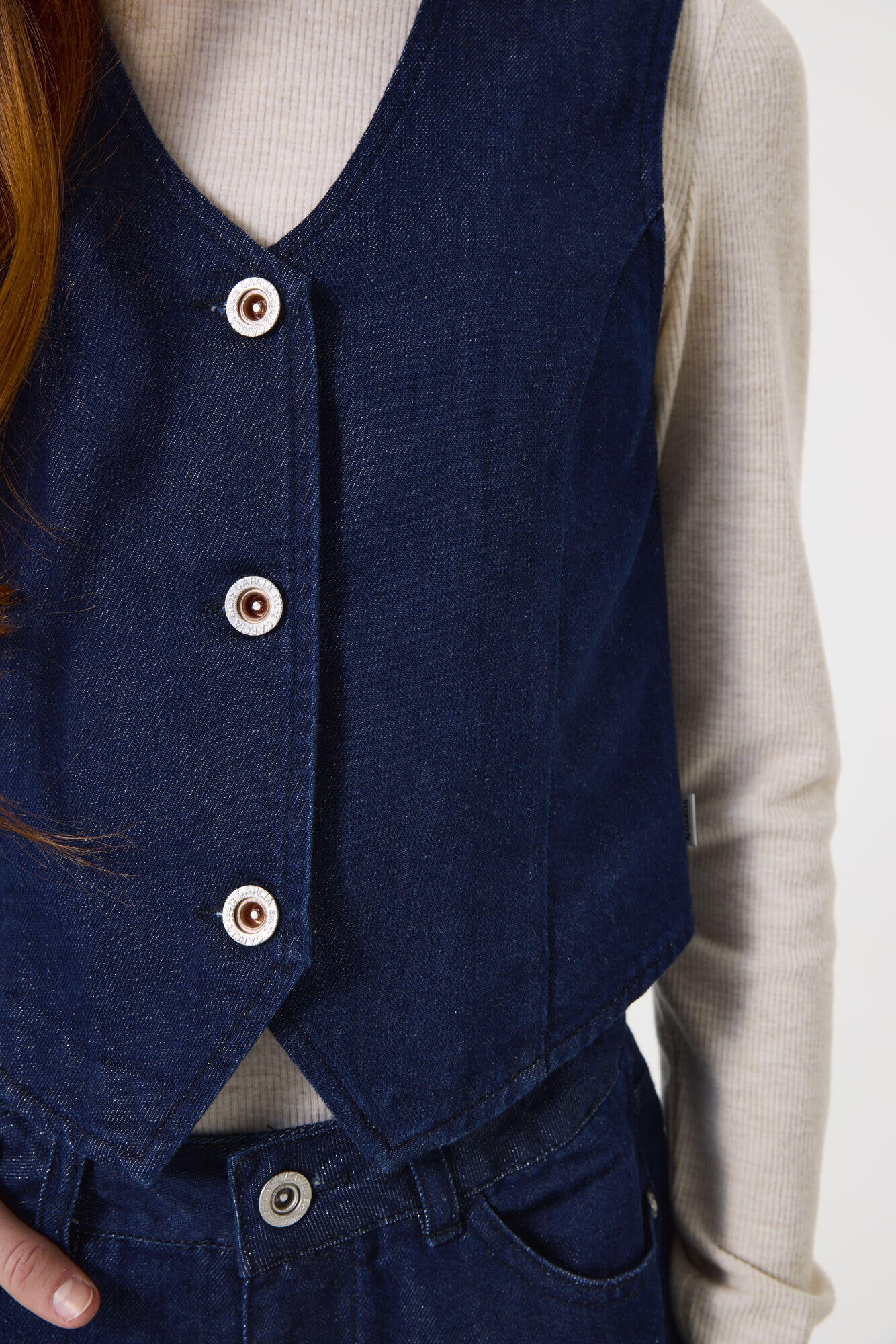 Jeansweste aus Baumwollmix - 7777-rinsed - Blau